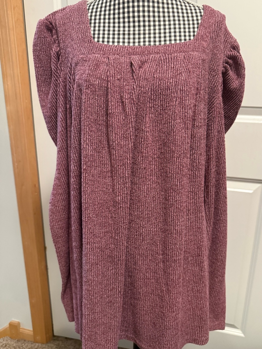 Women's Square-Neck Chenille Tunic Dress - Dusty Rose